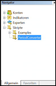 Navigator Fenster MetaTrader 
