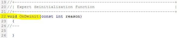 OnDenit() - Funktionen im Metatrader Editor - MQL5